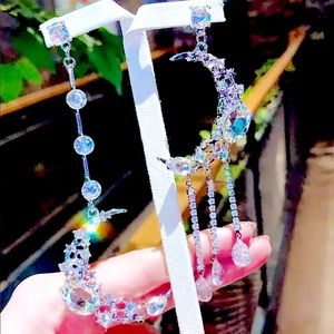 Dazzling rhinestone crescent moon earrings